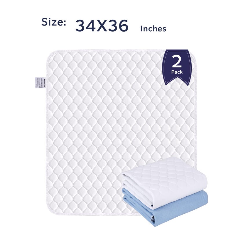 Alsunny وسادات سرير غير قابلة للانزلاق، 34"X36" (عبوة 2)، واقي مرتبة قابل للغسل ومقاوم للماء، وسادات سرير قابلة لإعادة الاستخدام بامتصاص عالي لمرضى السلس البولي للبالغين وكبار السن والحيوانات الأليفة. - Image 3